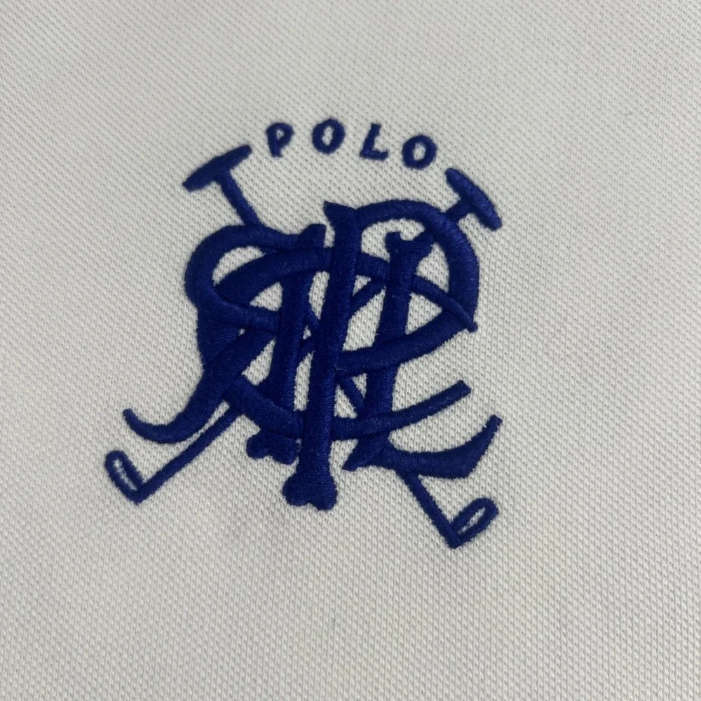 Polo Ralph Lauren Mens Scribble Crest Cotton White Polo Shirt‎ Size Large